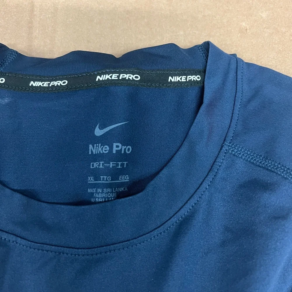 NWT Nike Navy Blue Pro Dri Fit Stock 1/2 Sleeve Football T-Shirt Size XXL_3
